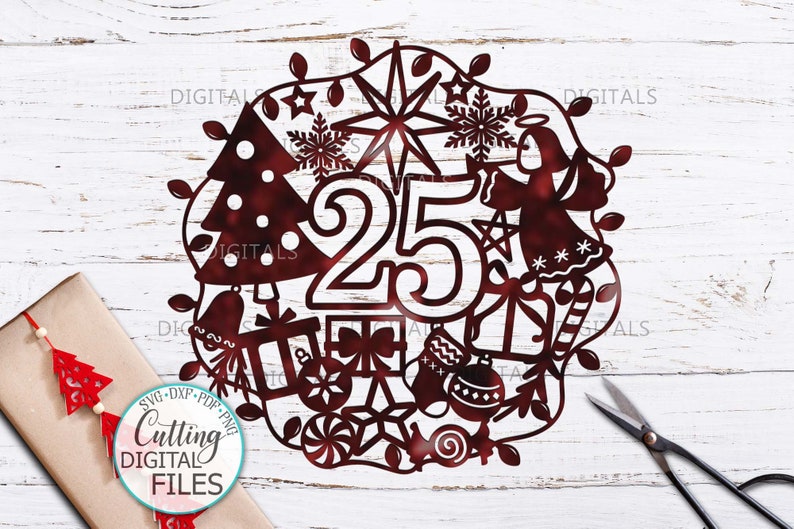 Download 25 December round svg digital file for wood door hanger ...