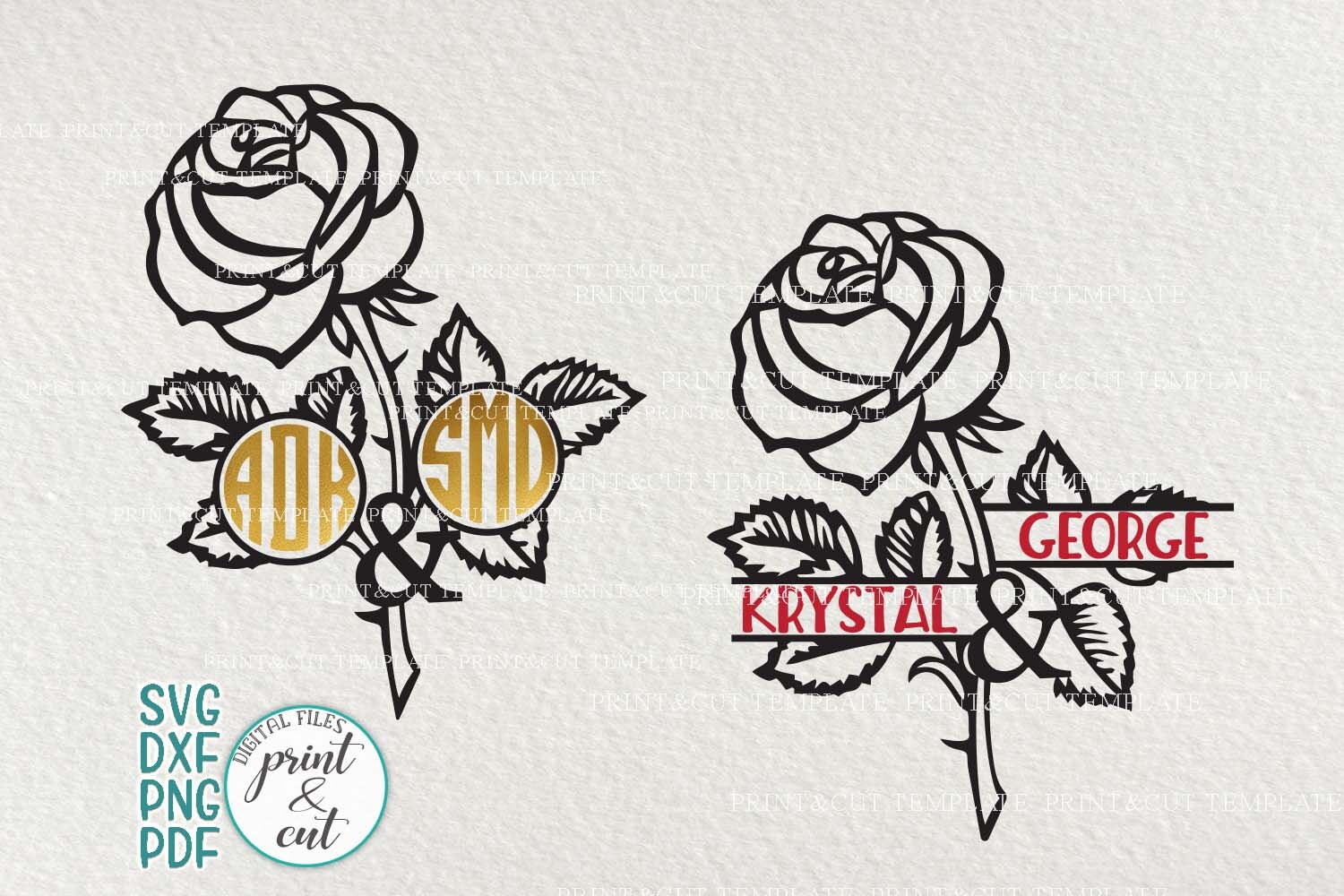 Download Rose Monogram Svg Wedding Monogram Couple Svg Valentines Etsy
