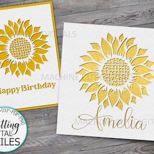 Karta urodzinowa słonecznika svg, karta Cricut, wycinane karty svg, plik do cięcia laserowego, wycinany papier svg, karty uk