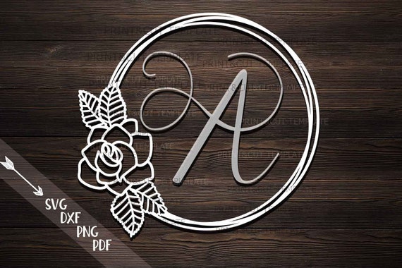 Floral Wreath Svg Rose Monogram Flower Svg Simple Frame Etsy