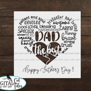 Fathers day card svg Cricut, Best dad Card svg, Cricut insert card, Words card svg, Card for him svg, Dad card svg, Greeting card svg image 2