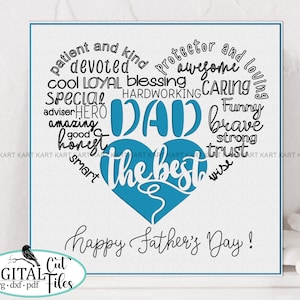 Fathers day card svg Cricut, Best dad Card svg, Cricut insert card, Words card svg, Card for him svg, Dad card svg, Greeting card svg image 1