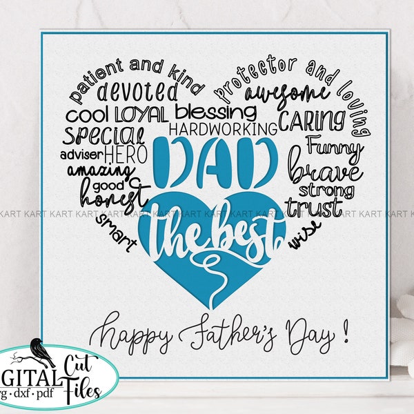 Fathers day card svg Cricut, Best dad Card svg, Cricut insert card, Words card svg, Card for him svg, Dad card svg, Greeting card svg