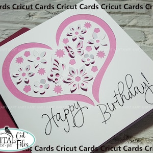 3D Popup Birthday card svg, Cricut cards, 3D Birthday card svg, Pop up card svg, Butterfly Heart card svg, papercut card, digital svg
