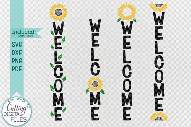 Download Sunflower Welcome sign svg vertical porch sign summer sign ...