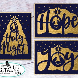 Nativity Christmas card svg bundke,  Hope card svg, O Holly night, religious card svg, Cricut Joy card svg, Explore Air card, Maker