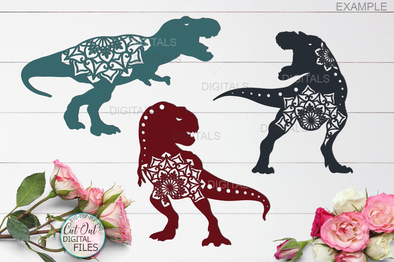 Download Mandala dinosaur svg laser files for glowforge papercut cut | Etsy