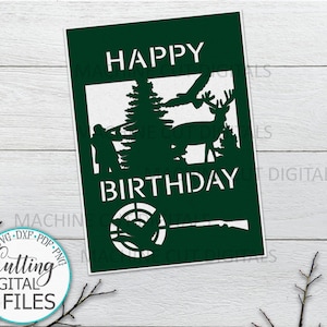 Geburtstagskarte für Mann svg, Jagdkarte svg, Laser geschnitten Vorlage, Cricut Einlegekarten, Papierschnitt svg, alles Gute zum Geburtstagskarte für ihn
