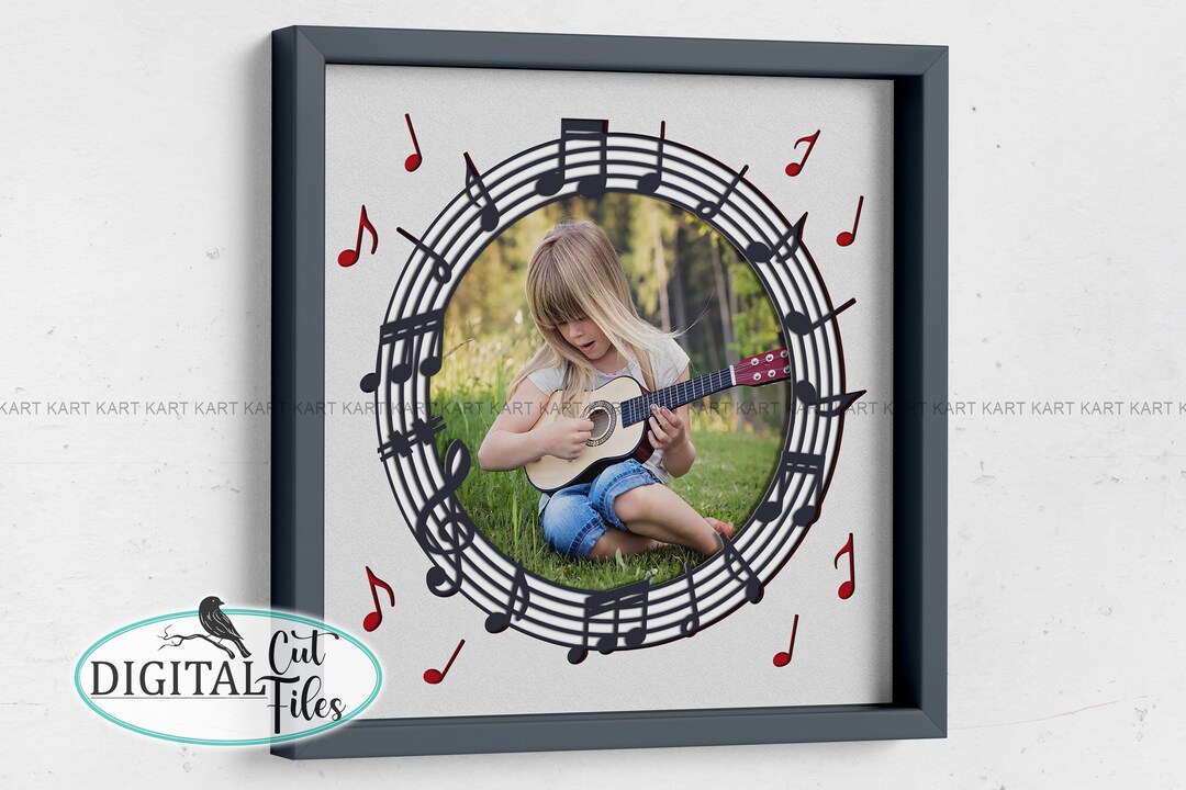 Music Photo Frame Shadow Box Svg, Music Multilayered Svg, Layered Paper