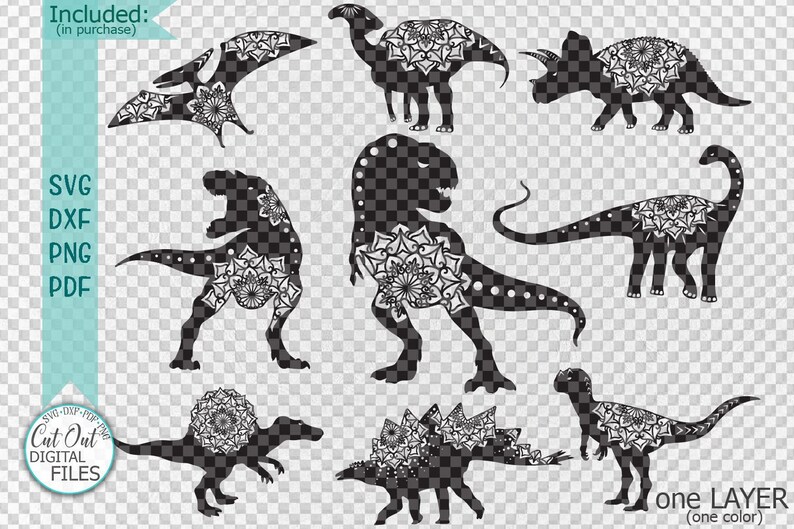 Download Dinosaur Mandala Svg Free Project - Layered SVG Cut File