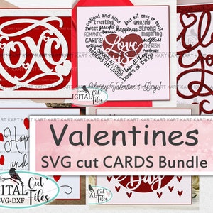Zestaw kartek walentynkowych svg, karty Cricut, kartki walentynkowe svg, Cricut Maker Explore Air, wycinana karta svg, wycinanka svg
