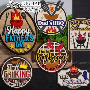 Zestaw SVG BBQ dla taty, pliki warstwowe cięte laserowo, pliki SVG | King of the grill, pliki SVG | Barbecue Master, pliki SVG | Grillfather, pliki SVG | zestaw upominkowy dla ojca, pliki laserowe