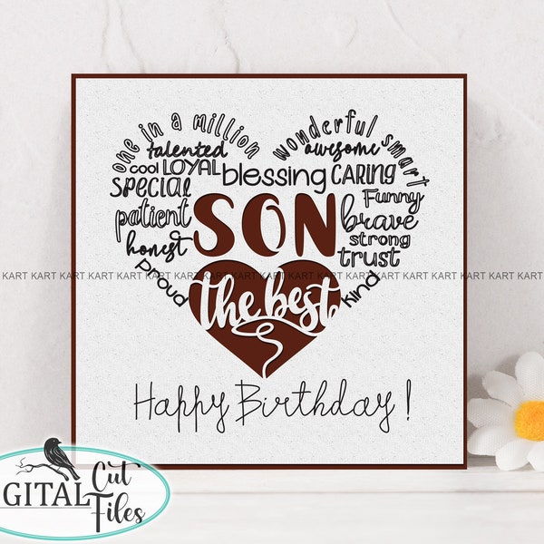 Personalised Son Birthday Card svg | Cricut card svg cut file | Pen Cut project Cricut | digital download