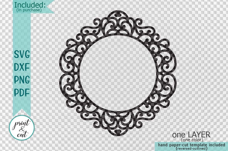 Swirly monogram svg file circle frame svg cricut template ...