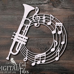 Trompete Monogramm SVG, Trompete geschnitten Datei, Trompete Zeichen svg, Musik svg, Vinylschnitt svg, Cricut-Datei, Silhouette-Datei, Glowforge-Datei