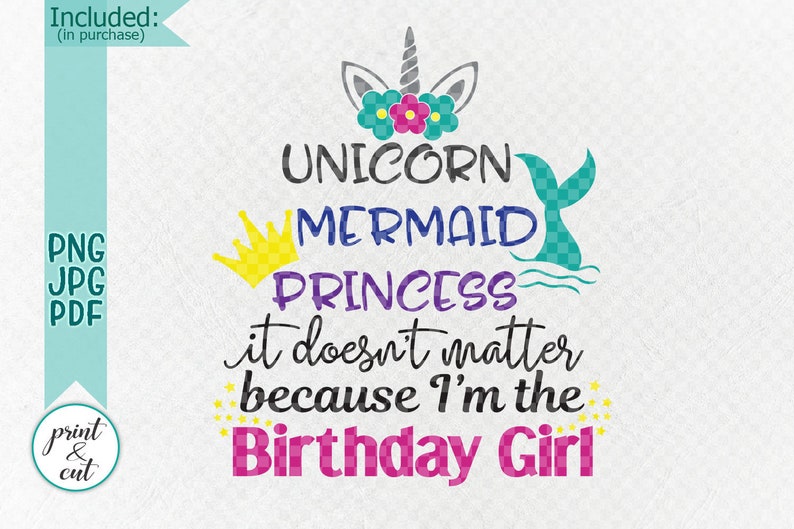 Download Unicorn mermaid princess sublimation designs png ...