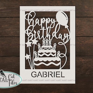 Gepersonaliseerde verjaardagskaart Cricut svg, verjaardagskaart svg, digitaal gesneden bestand, diy gesneden kaarten svg