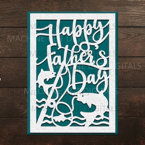 Angeln Vatertagskarte svg, Papierschnitt svg, Laserschnittvorlage, Grußkarte, Angeln svg, Papierschnitt, Papierschnitt svg