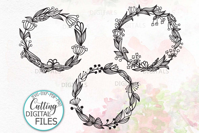 Wild flower Wreath bundle sign SVG file Floral Wreath svg ...