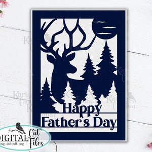 Tarjeta del día de los padres de caza svg para Cricut, tarjeta del día del padre svg, tarjeta de ciervo svg, tarjeta de caza svg, corte láser svg, tarjeta cortada en papel svg