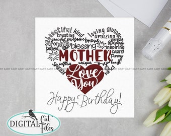 Mother Mom Birthday Card svg | Cricut card svg cut file | Pen Cut project Cricut | digital download
