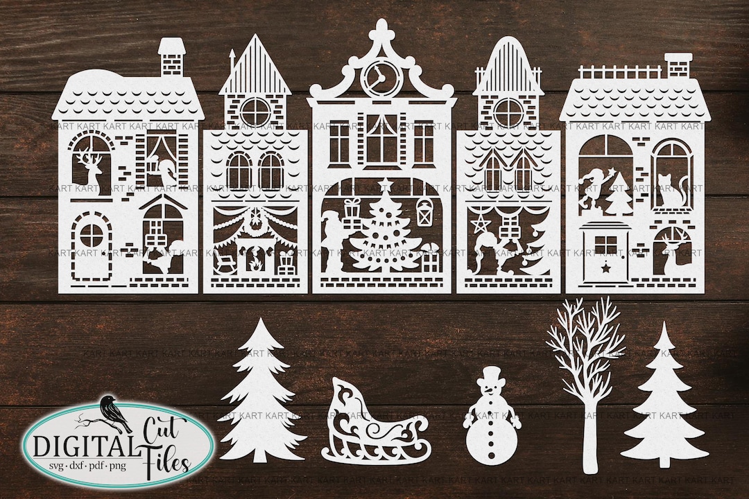 Christmas Village Houses Svg Laser Cut | Christmas Village Cricut ...