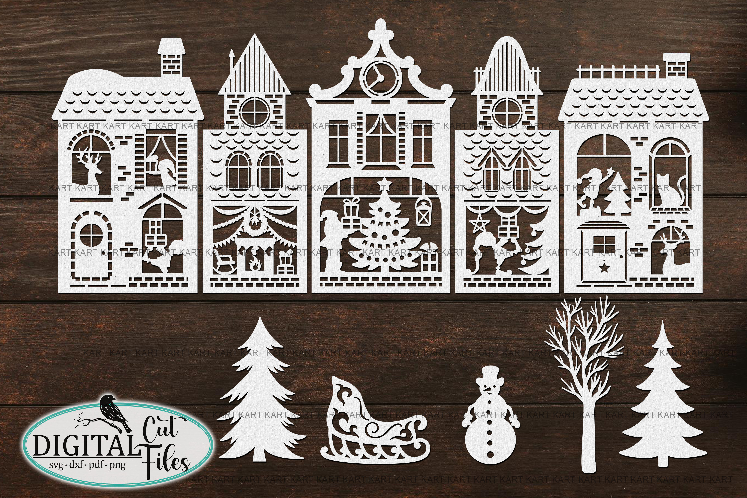 Christmas Village Houses Svg Laser Cut Christmas Village Etsy