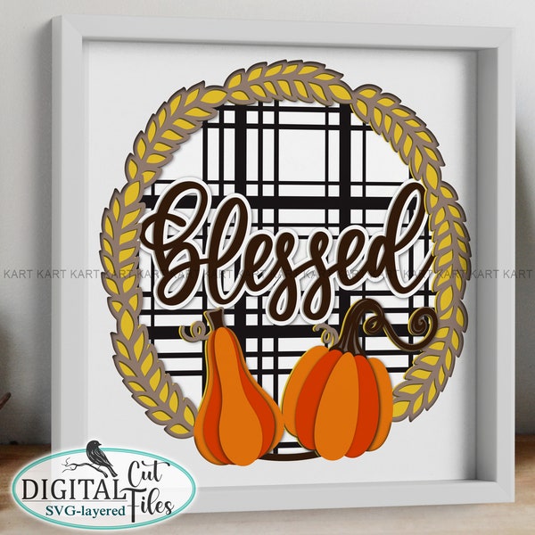 3D Blessed Shadow box svg Layered, Thanksgiving svg, Fall shadow box svg, 3D svg, 3d Buffalo plaid Shadow Box, Cricut, Silhouette cut files 3D Blessed Shadow box svg Layered, Thanksgiving svg, Fall shadow box svg, 3D svg, 3d Buffalo plaid Shadow Box, Cricut, Silhouette cut files