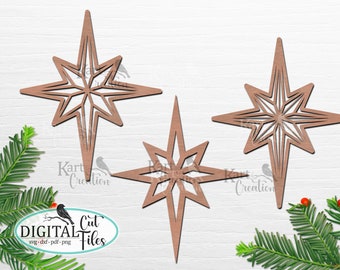 Étoile de Noël svg, modèle de découpe laser, glowforge, Étoile pour Noël svg, Étoile de la Nativité svg, étoile svg, Cricut Noël svg