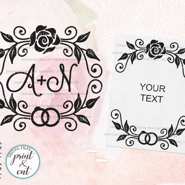 Flower border svg, flowers svg file, floral border svg, swirly border svg, swirls, rings svg, wedding svg, monogram frame svg, laurel leaves