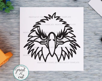 Eagle head svg, American eagle svg, eagle cutout, paper cut template, patriotic svg file, falcon svg, eagle face svg, angry eagle cut file