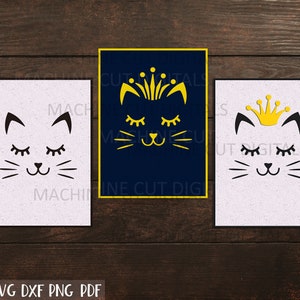 Cat face card svg, Cat lovers card svg, Birthday card svg, papercut svg, happy birthday card svg cut, peper cut template svg