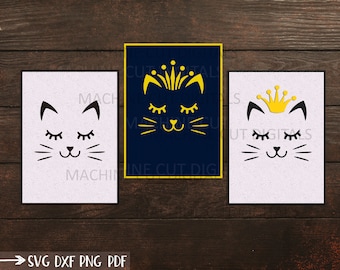 Cat face card svg, Cat lovers card svg, Birthday card svg, papercut svg, happy birthday card svg cut, peper cut template svg