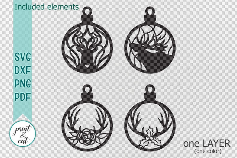 Download Deer Christmas baubles hanging ornaments svg laser cut ...