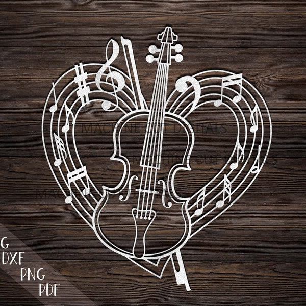 violin heart svg, violin svg, musical heart svg,  vinyl cut svg, paper cut template svg, die cut file, cricut files, music classes teacher