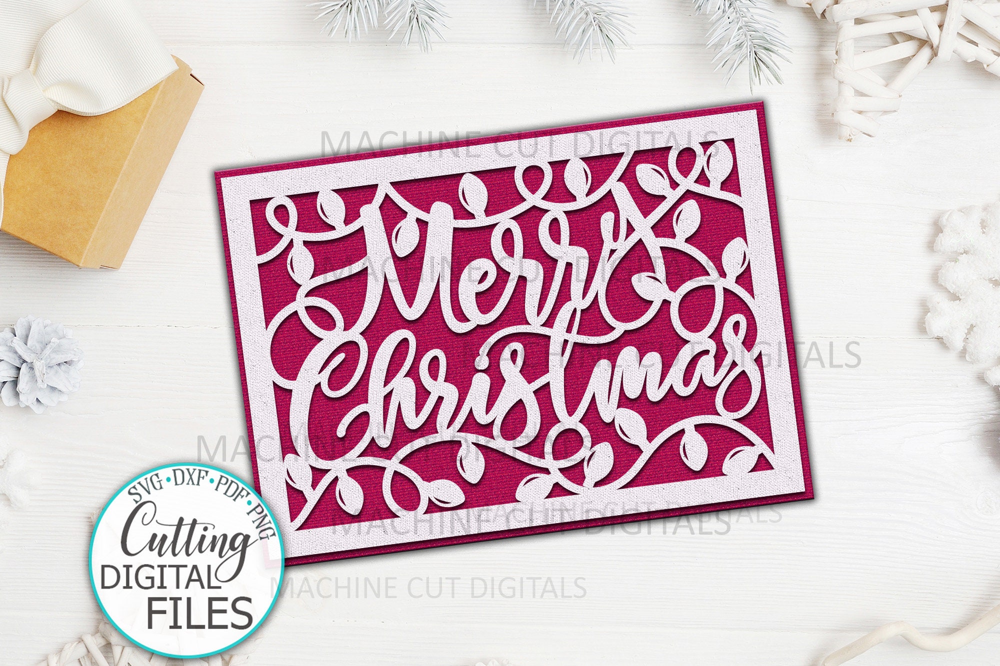 Christmas Card Svg Merry Christmas Card With Lights Svg - Etsy UK