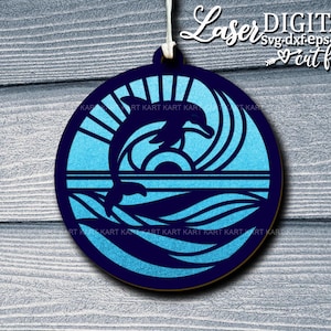 Unter dem Meer Suncatcher svg, Meerestiere Delphin Suncatcher svg, Laser cut Datei, Glowforge Vorlage, svg digitale Datei