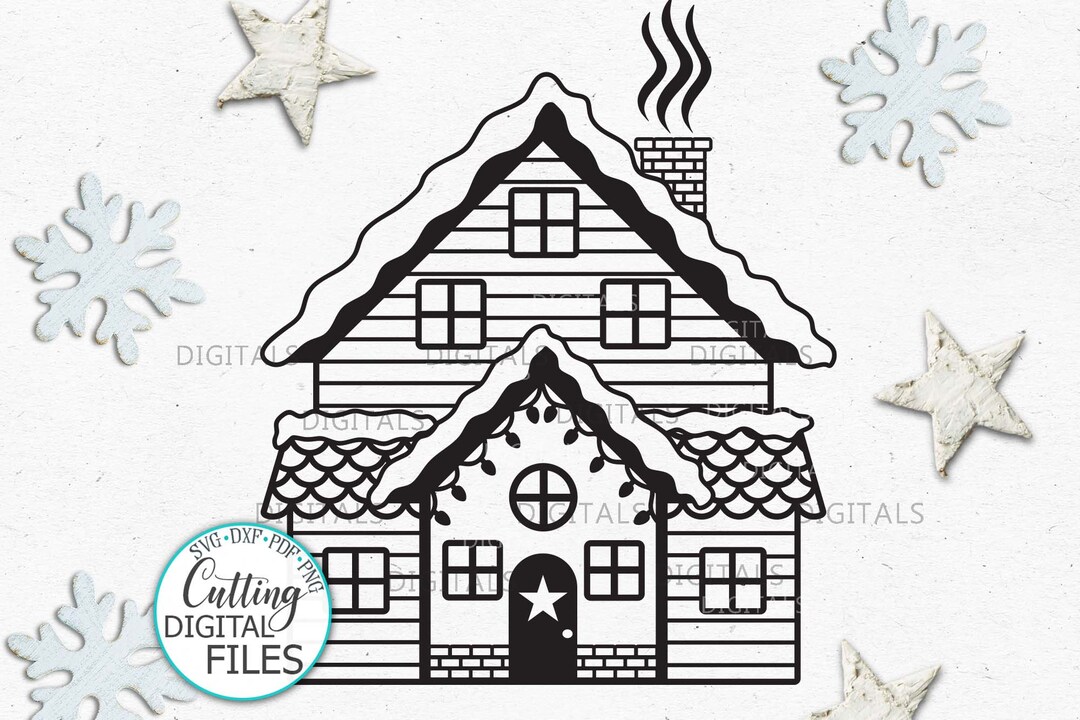 Christmas House Svg File Winter House Svg Cut File Stencil - Etsy