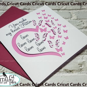 Tarjeta de San Valentín en formato SVG, tarjetas Cricut, tarjeta de San Valentín 3D en formato SVG, tarjeta emergente en formato SVG, tarjeta "Me haces latir el corazón" en formato SVG, tarjeta de corte de papel