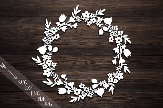 Download Flower Wreath Svg Floral Wreath Svg Simple Wreath Svg Frame Etsy