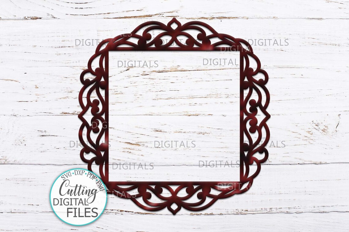 Swirly Frame Svg Square Frame Svg Laser Cut Template Paper - Etsy