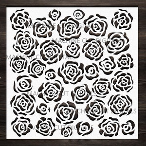 Patrón floral de rosas svg, archivo de corte de plantilla de rosas, plantilla de corte láser, svg de corte de papel, svg de creación de tarjetas de rosas, archivo de silueta