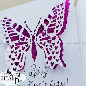 Tarjeta de San Valentín 3D SVG, tarjeta Cricut, tarjeta de mariposa emergente SVG, tarjeta de San Valentín, tarjeta de corte de papel SVG