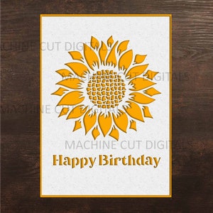 Birthday Card Svg, Sunflower Card Svg, Sunflower Paper Cut Svg, Cricut
