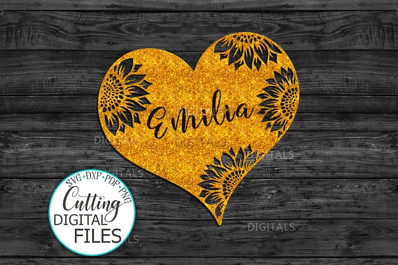 Download Sunflower heart svg laser cut out template cricut file | Etsy