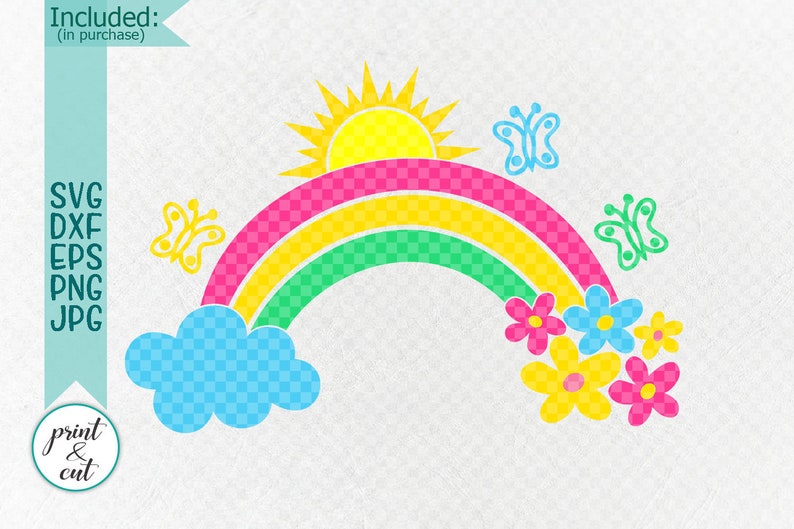 Download Rainbow monogram svg rainbow with clouds svg flowers svg ...