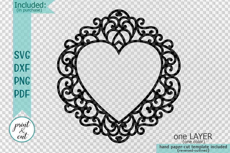 Swirly monogram svg wedding frame bundle svg heart frame ...