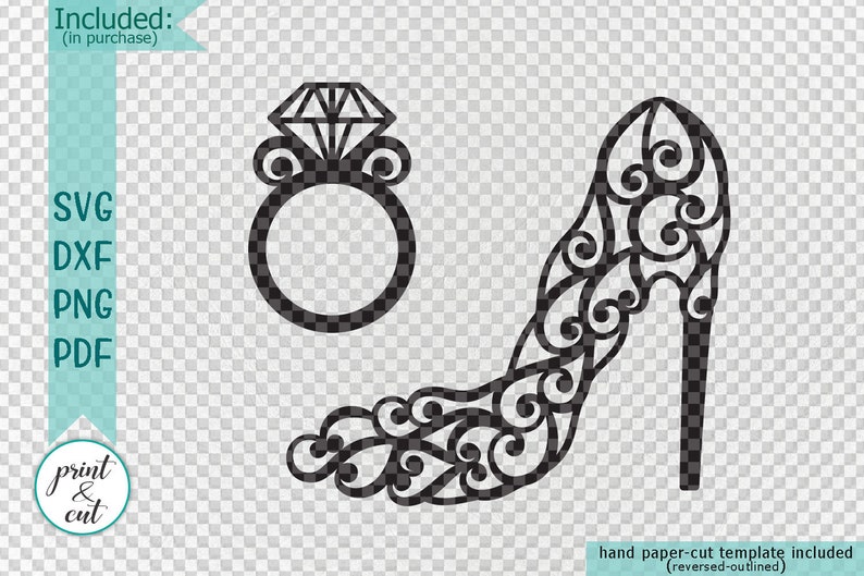 Download High heel svg floral high heel svg swirls ring svg wedding | Etsy