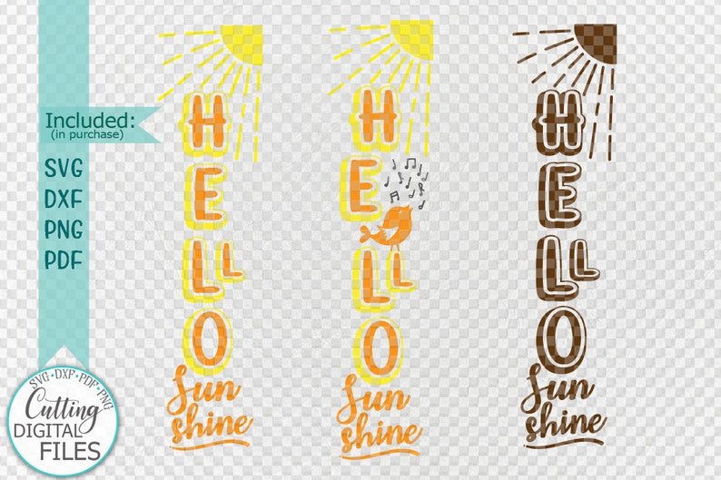 Hello sunshine svg vertical sign svg spring svg summer | Etsy