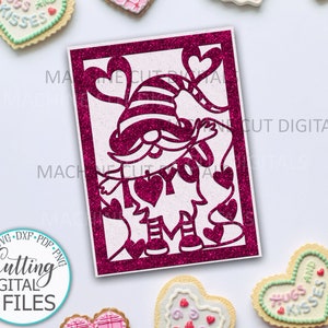 Valentine Gnome card svg, I love you card svg, Cricut cards, Valentines day Love card svg, Digital download card, svg cut file